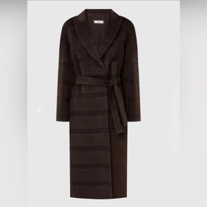 Peserico belted brown striped Baby Alpaca and wool Coat
